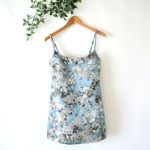 Urban Outfitters Blue Silver Cami Strap Baby Doll Mini Dress Size Small